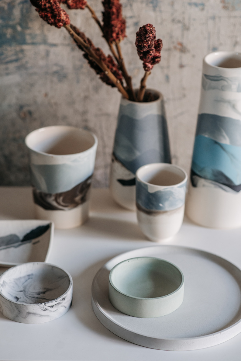 Ceramics Vases and Cups on the Table